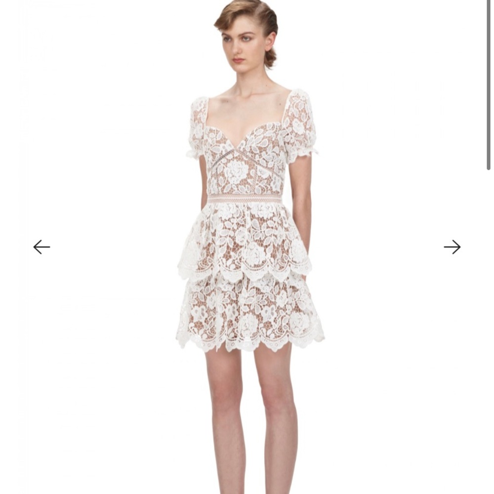 Self Portrait white flower lace mini dress